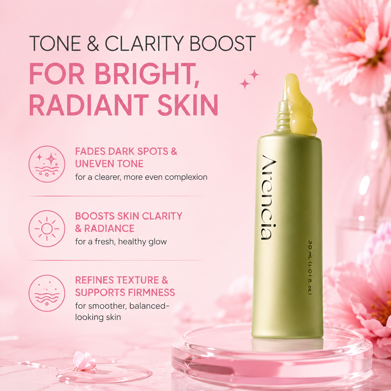 Arencia Vitamin C Booster Shot, Pure Vitamin C + Glutathione for Bright, Healthy Skin Glow