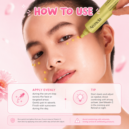 Arencia Vitamin C Booster Shot, Pure Vitamin C + Glutathione for Bright, Healthy Skin Glow